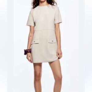 Zara Cream Mini Dress with Short Sleeves